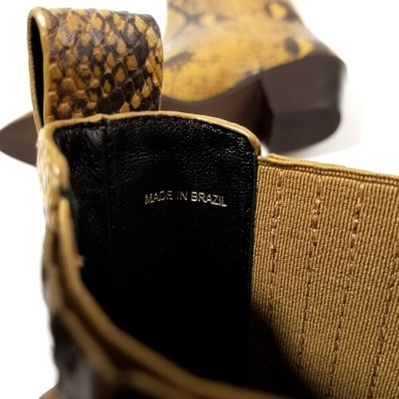 Loeffler Randall Aylin Amber Western Bootie Boho Brown Snake Print Block Boot 7 - Picture 8 of 11
